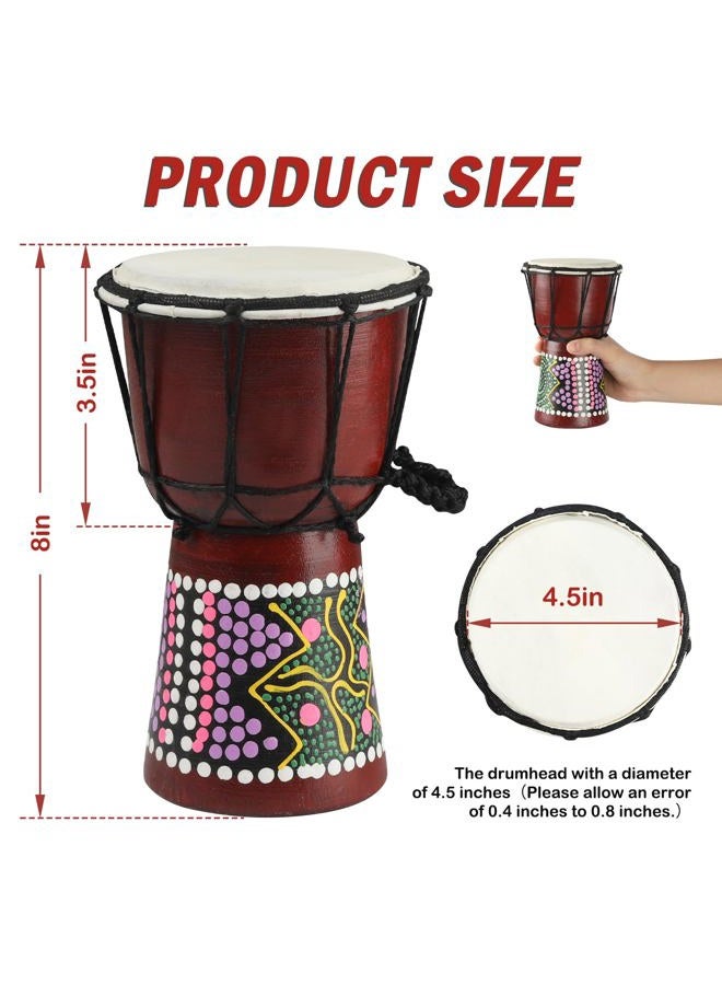 GOGHOST Wood Djembe Drum, 4.5'' x 8''Carved Mahogany African Drums with Goatskin Drumhead, West African Styled Professional Djembe Hand Drum for Kids and Adults Beginners - Image 2