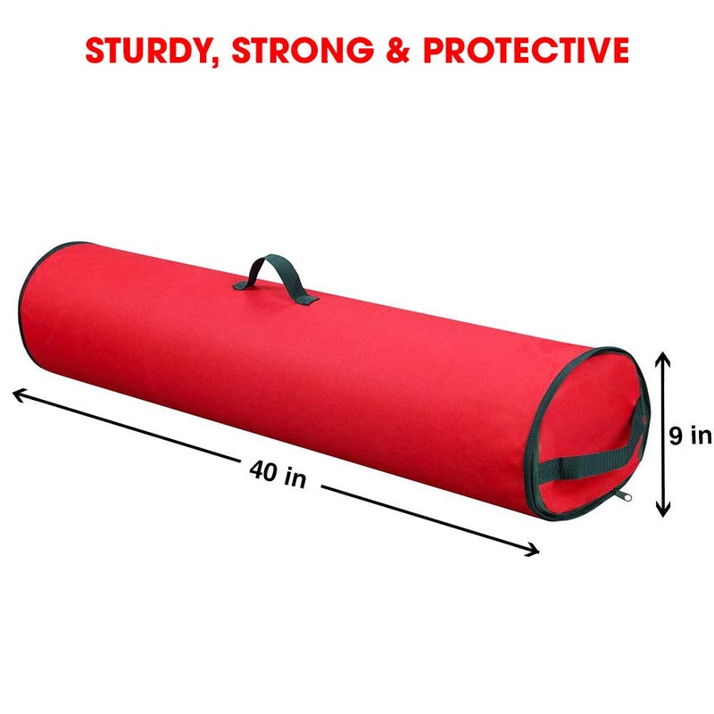Primode Wrapping Paper Storage Bag | Wrapping Paper Organizer Under Bed for Storing Multiple Rolls of Gift Wrap, 40â€ Length Container Constructed of Durable 600D Oxford Material (Red) - Image 2