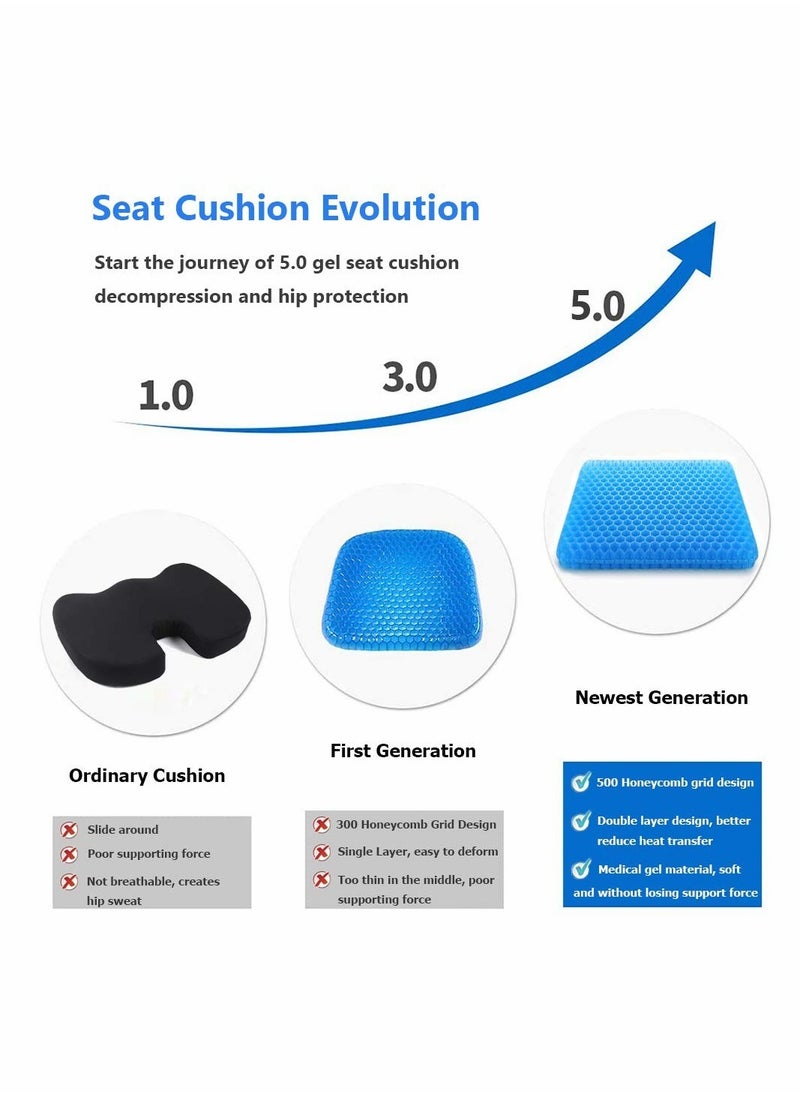 Excefore Gel Seat Cushion Double Thick Egg Seat Cushion with Non slip Cover, Coccyx Cushion for Back & Sciatica Pain Office chair Car Seat Cushion Honeycomb Breathable Design, Durable, Portable  - Image 2