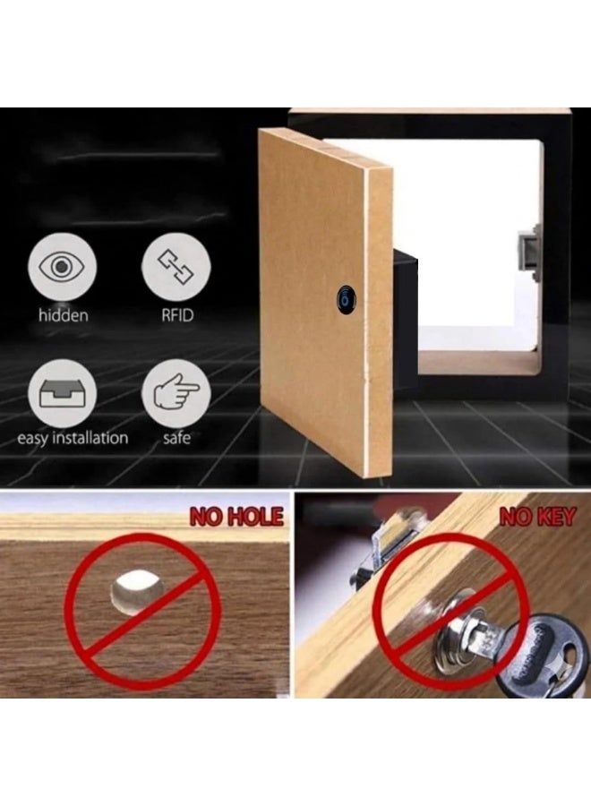 Smart Fingerprint Cabinet Lock, Hidden Electronic Drawer Lock with Fingerprint Access, Smart Cupboard Lock, Concealed Design, Includes 2 RFID Cards & Stores up to 3 Fingerprints (Black) - Image 5