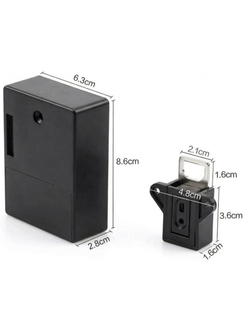 Smart Fingerprint Cabinet Lock, Hidden Electronic Drawer Lock with Fingerprint Access, Smart Cupboard Lock, Concealed Design, Includes 2 RFID Cards & Stores up to 3 Fingerprints (Black) - Image 3