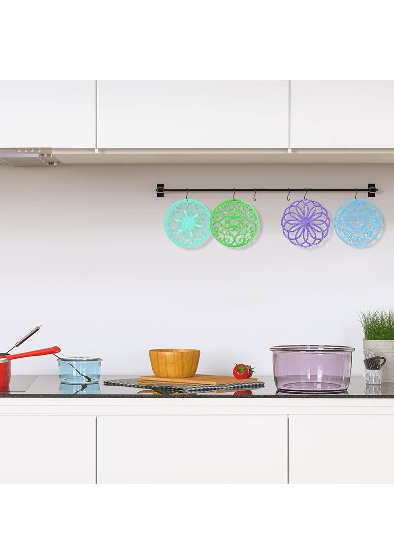 Excefore Coaster Resin Molds, 4 Pcs Large Mandala Coaster Resin Molds Hollow Flower Shiny Silicone Molds for Resin Casting Round 3D Geode Design Epoxy Mold for Cups Mats Making Tray Home Decoration, Diameter8" - Image 5