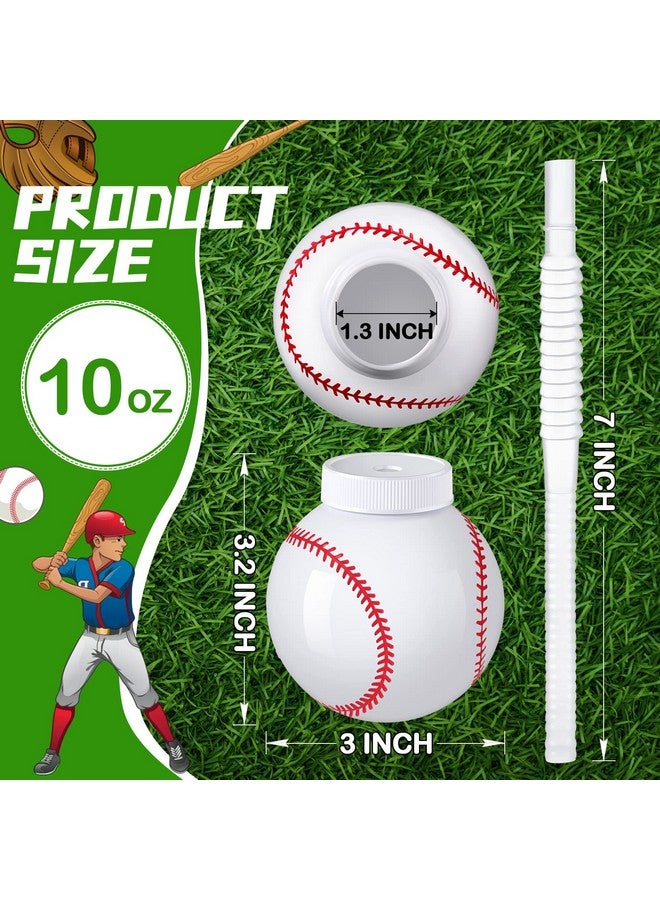 Eaasty Baseball Ball Shape Cups Bulk With Straws And Lids 10Oz Plastic Reusable Baseball Party Cups Ball Shape Cups Party Favors For Kids Birthday Competition Sport Fans Player Theme Party Supplies (12 Pcs) - Image 2