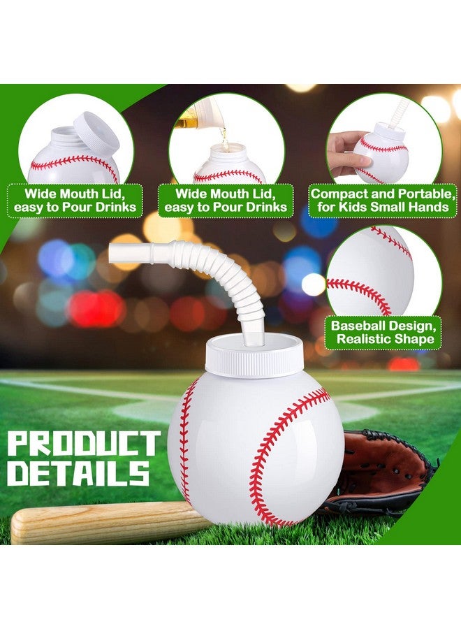 Eaasty Baseball Ball Shape Cups Bulk With Straws And Lids 10Oz Plastic Reusable Baseball Party Cups Ball Shape Cups Party Favors For Kids Birthday Competition Sport Fans Player Theme Party Supplies (12 Pcs) - Image 3
