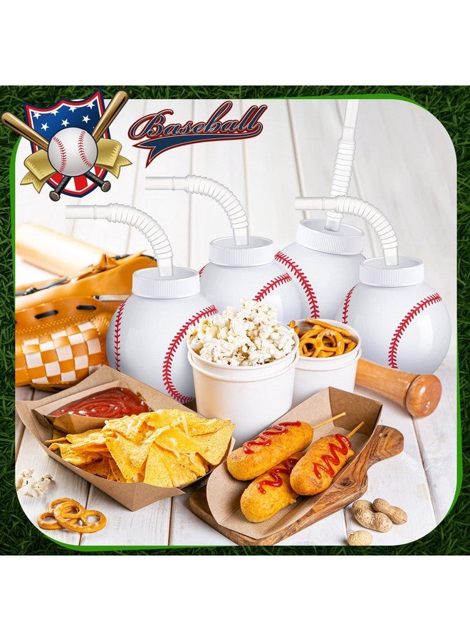Eaasty Baseball Ball Shape Cups Bulk With Straws And Lids 10Oz Plastic Reusable Baseball Party Cups Ball Shape Cups Party Favors For Kids Birthday Competition Sport Fans Player Theme Party Supplies (12 Pcs) - Image 4