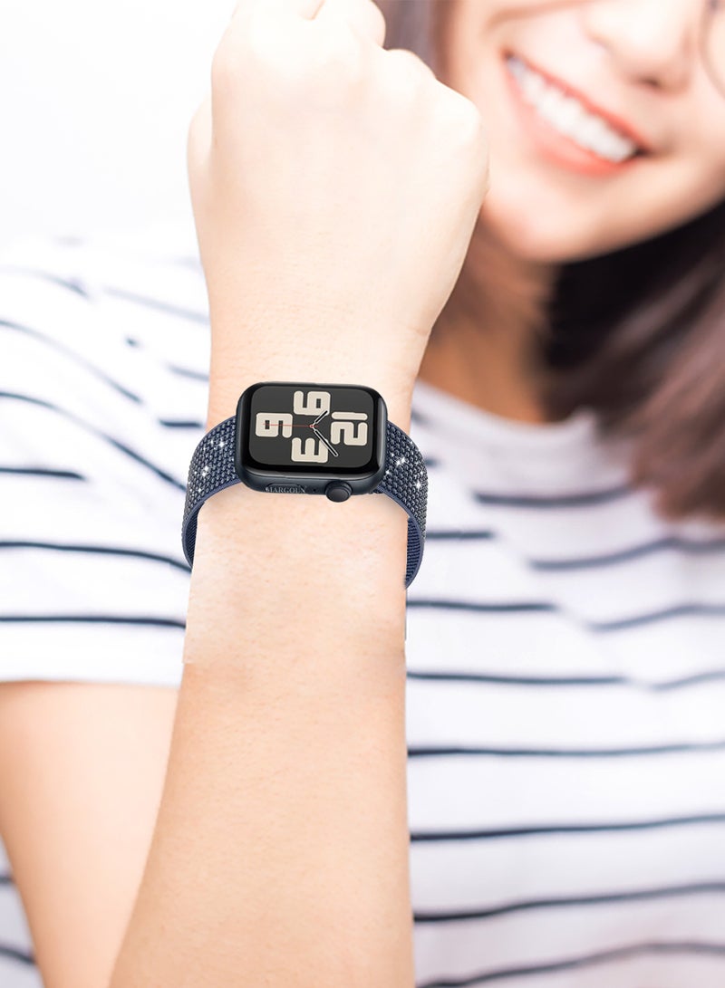 CATANES 2Packs 38mm 40mm 41mm 42mm(Series 10) Elastic Band for Apple Watch Series 1-9, SE & Ultra - Rhinestone Sparkle Watch Band - Image 5