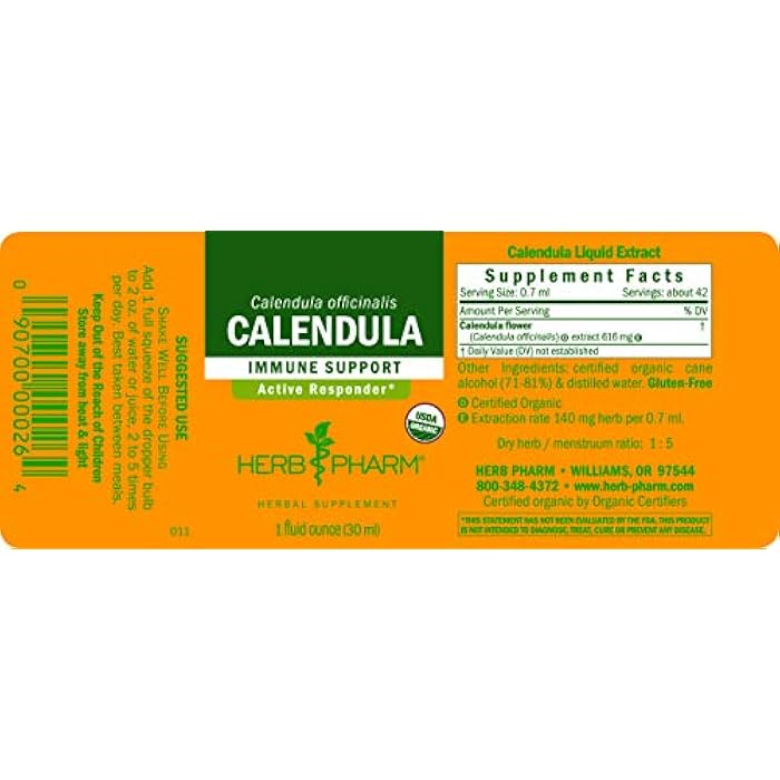 Herb Pharm Certified Organic Calendula Liquid Extract for Minor Pain Support - 1 Ounce - Image 5