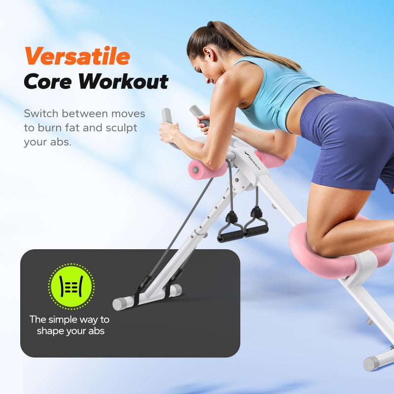 MERACH Ab Machine, Ab Workout Equipment, Adjustable Ab Trainer Machine for Abs Workout at Home Gym, Foldable, Knee Protection, Abdominal Trainer for Stomach Workout (Pink) - Image 2