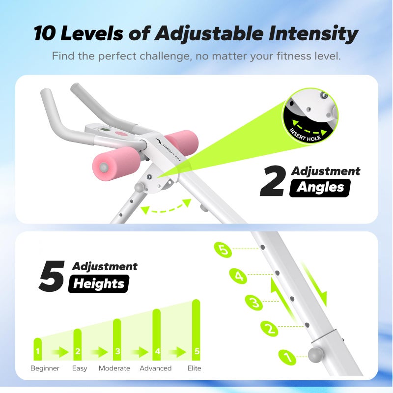 MERACH Ab Machine, Ab Workout Equipment, Adjustable Ab Trainer Machine for Abs Workout at Home Gym, Foldable, Knee Protection, Abdominal Trainer for Stomach Workout (Pink) - Image 3