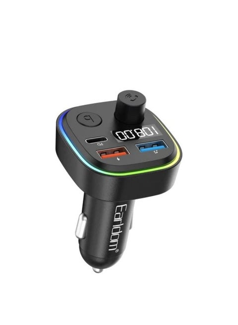 Earldom M84 Car Charger , FM Transmitter , Bluetooth, USB, Type-C, -  Black