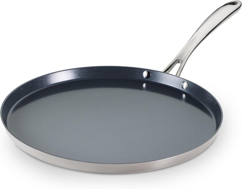 TRAMONTINA Fusao Healthy Triply Ceramic 30Cm Dosa Tawa 4mm Thick | Uttapam Tawa | Roti Tawa | Parantha | Induction Friendly |Stay Cool Handle I 10 Year Warranty - Image 1