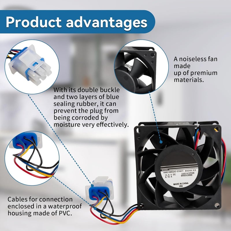 Bularie 2024 Upgraded WR60X26866 Refrigerator Evaporator Fan Motor Compatible with GE Refrigerator - Refrigerator Fresh Food Evaporator Fan Fit for GE GNE29GSFGSS, Replace WR60X26033 WR60X26030 - Image 4