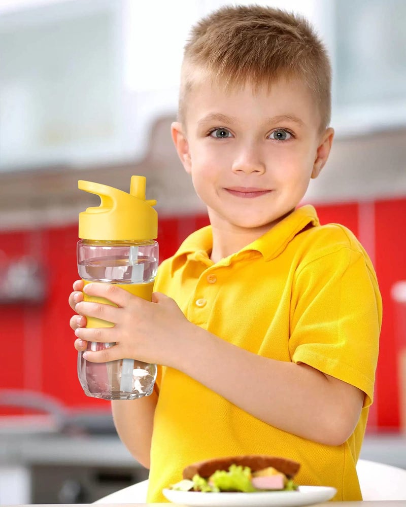Sivaphe Clear Water Bottle with Straw 12 oz Portable Tritan Transparent Sports Drinking Bottle for School Girls Boys Yellow - Image 1
