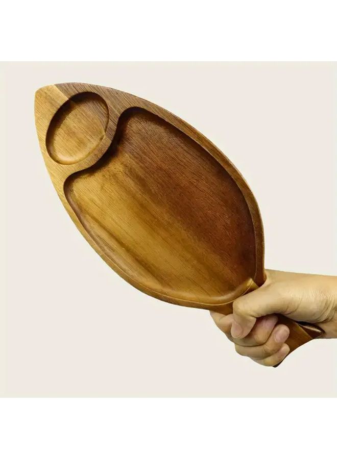 Yellow Wood Shark Shaped Serving Tray Large Leaf Round Sushi Platter Cheese Board Fruit Display Multipurpose Decorative Plate For Kitchen Dining Table Outdoor Camping - Image 2