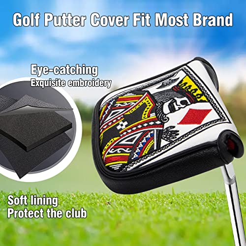 BAIRBRE Golf Putter Covers Mallet Putter Headcover Poker Diamond King Mallet Putter Cover with Magnetic Closure Golf Headcover for Most Brands - Image 3