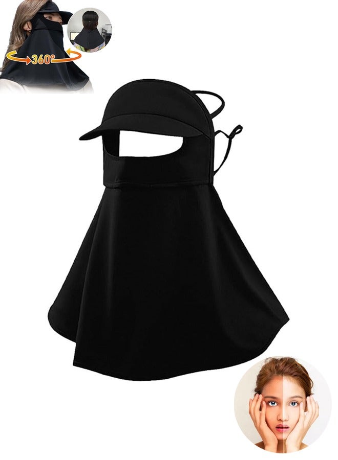 Generic UPF 50+ Sun Hat for Golf Cycling Trekking Sports, Black Mask, UV Protective Visor Headwear, Summer Outdoor Face Mask Cover - Image 1