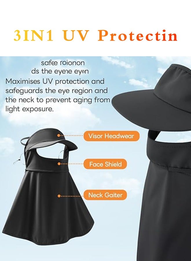 Generic UPF 50+ Sun Hat for Golf Cycling Trekking Sports, Black Mask, UV Protective Visor Headwear, Summer Outdoor Face Mask Cover - Image 4