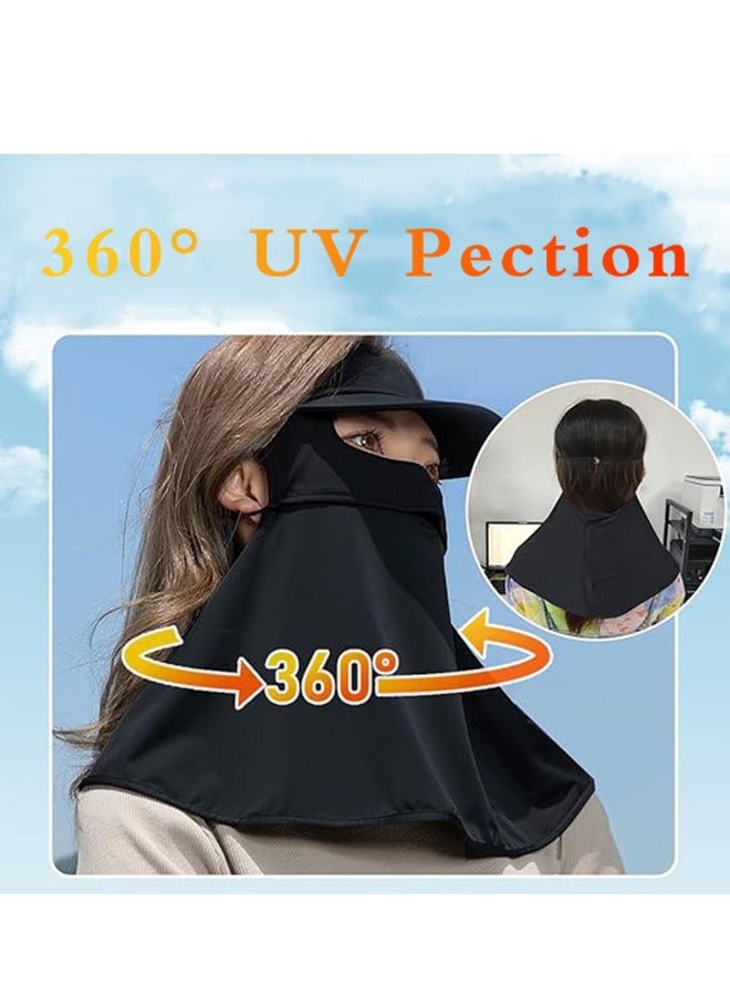 Generic UPF 50+ Sun Hat for Golf Cycling Trekking Sports, Black Mask, UV Protective Visor Headwear, Summer Outdoor Face Mask Cover - Image 2