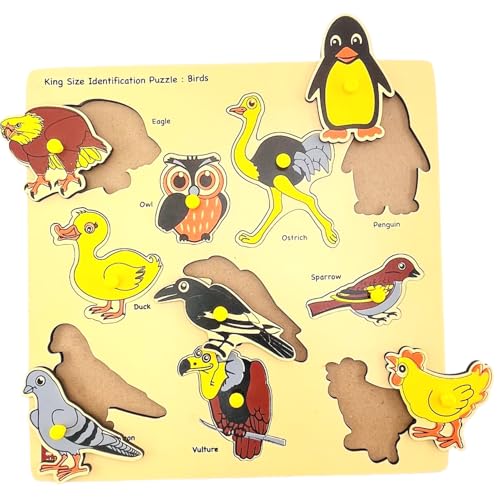 Skillofun Kingsize Identification Tray Birds, Fun Educational Wooden Puzzle with Knobs for Easy Grasping|Engage Toddlers, Develop Fine Motor Skills|Teach Bird Recognition with Eco-Friendly Design - Image 3