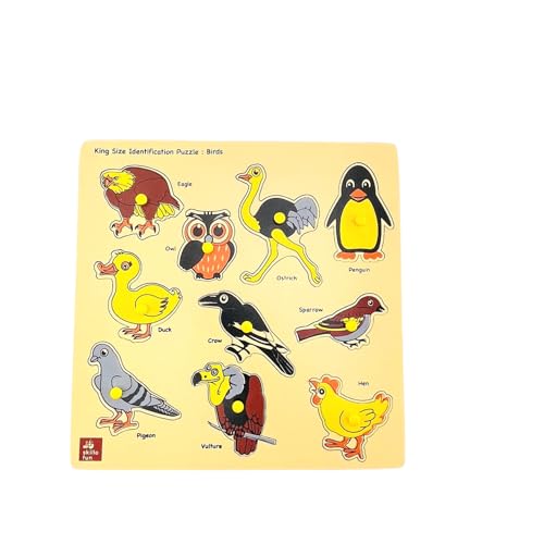 Skillofun Kingsize Identification Tray Birds, Fun Educational Wooden Puzzle with Knobs for Easy Grasping|Engage Toddlers, Develop Fine Motor Skills|Teach Bird Recognition with Eco-Friendly Design - Image 1