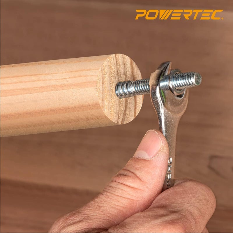 POWERTEC QHB1002 Hanger Bolts 1/4-20 x 1-1/2 Inch, 50 Pack with 2 Piece Bolt Installation Hex Nuts - Image 5