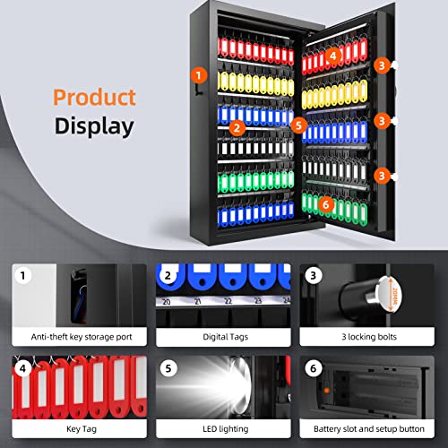XDeer 122-Keys Key Lock Box Wall Mount with Advanced Anti-Theft Deposit Key Slot & LED Light, Key Cabinet with Combo and Key Lock, Key Safe for Hotels & Office & Companies & Car Dealerships 1PCS - Image 2