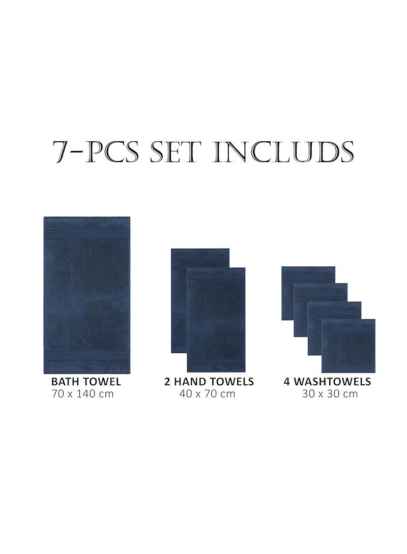 Home Smart Home Smart Premium Towel Set, 7-Towels | 100% Cotton Ultra Absorbent, Lightweight, Soft, Quick-Drying | The perfect set of hand, face and bath towels. Ideal towels for individual, hotel home and family. (Blue)  - Image 4
