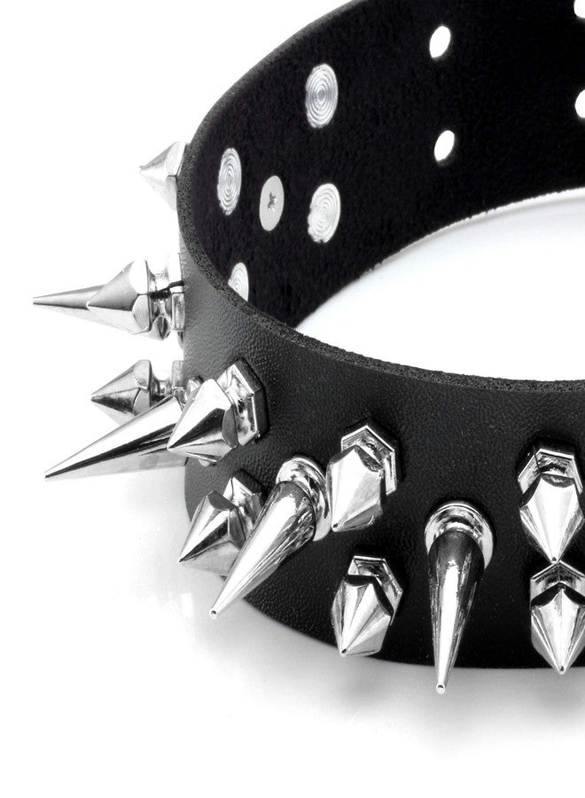 MILAKOO Choker for Women Men Cool Punk Goth Spike Studded Leather Collar Choker Necklace Adjustable - Image 2
