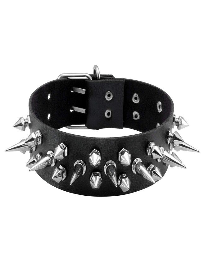 MILAKOO Choker for Women Men Cool Punk Goth Spike Studded Leather Collar Choker Necklace Adjustable - Image 1