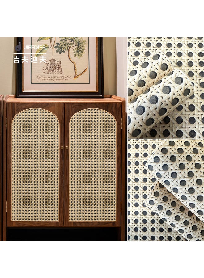 Jiffdiff Rattan-style Sticker Cabinet Renovation, 3-meter Vintage Style Self-adhesive Furniture Sticker, Cover-up For Ugly Parts