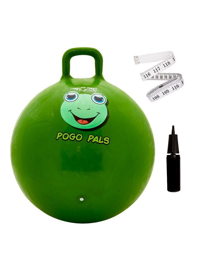 Flybar My First Pogo Pals Hopper Ball For Kids Bouncy Ball With Handle Balance Ball For Kids Indoor And Outdoor Toy Pump Included (Frog Green Small) - Image 1