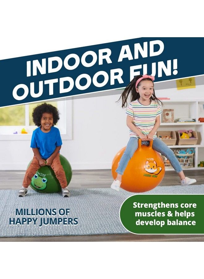 Flybar My First Pogo Pals Hopper Ball For Kids Bouncy Ball With Handle Balance Ball For Kids Indoor And Outdoor Toy Pump Included (Frog Green Small) - Image 4