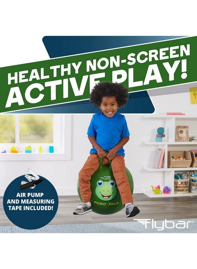 Flybar My First Pogo Pals Hopper Ball For Kids Bouncy Ball With Handle Balance Ball For Kids Indoor And Outdoor Toy Pump Included (Frog Green Small) - Image 3