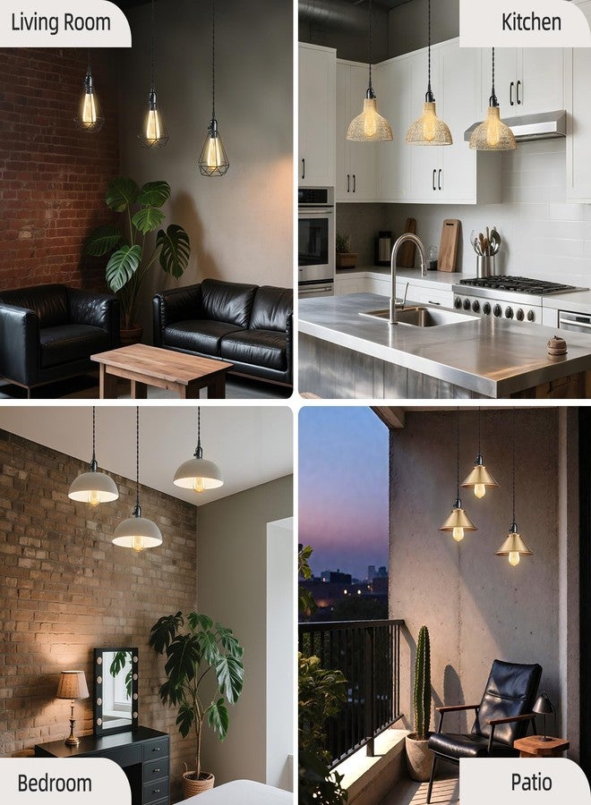 Aokpsrt Vintage Triple Light Sockets Pendant Light Kit Cord E26/E27 Industrial Hanging Lamp Cord 15.9 FT Twisted Black Cloth Bulb Cord Plug in Hanging Light Fixture - Image 5