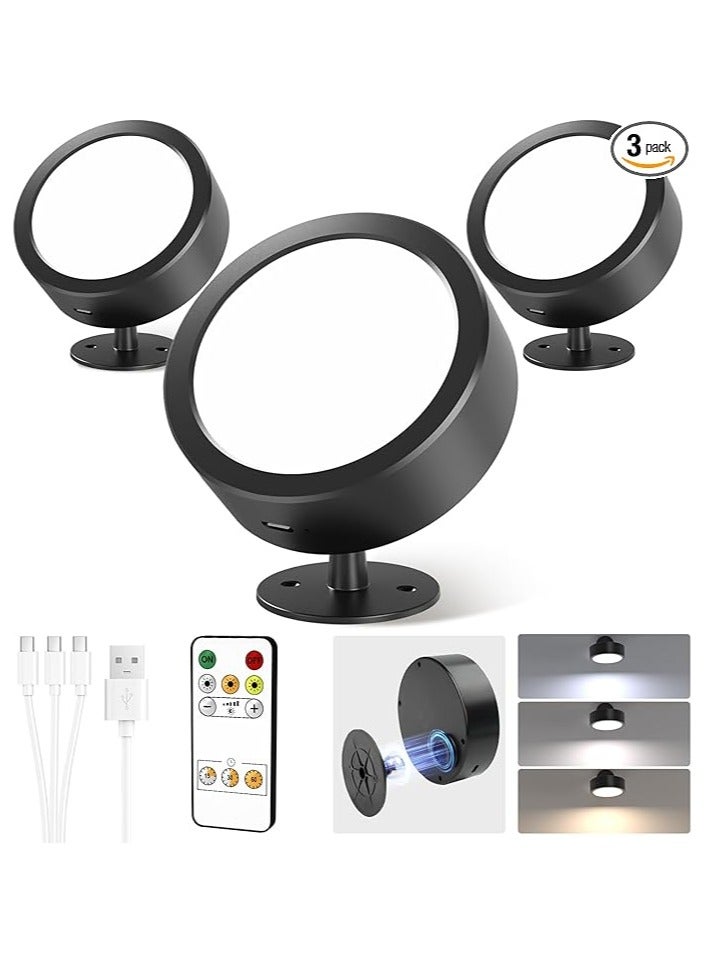 EZVALO LED Wall Mounted Lights, 5500mAh Rechargeable Wall Sconces Lamp, 3 Color Temps & Remote and Touch Control, 360°Rotation Dimmable Cordless Wall Light for Bedroom Reading Study Bedside (3 Pack) - Image 1