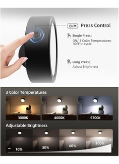 EZVALO EZVALO LED Wall Mounted Lights, 5500mAh Rechargeable Wall Sconces Lamp, 3 Color Temps & Remote and Touch Control, 360°Rotation Dimmable Cordless Wall Light for Bedroom Reading Study Bedside (3 Pack)  - Image 3