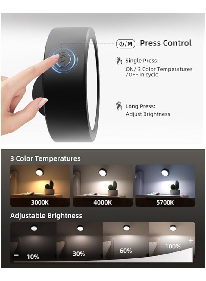 EZVALO LED Wall Mounted Lights, 5500mAh Rechargeable Wall Sconces Lamp, 3 Color Temps & Remote and Touch Control, 360°Rotation Dimmable Cordless Wall Light for Bedroom Reading Study Bedside (3 Pack) - Image 3