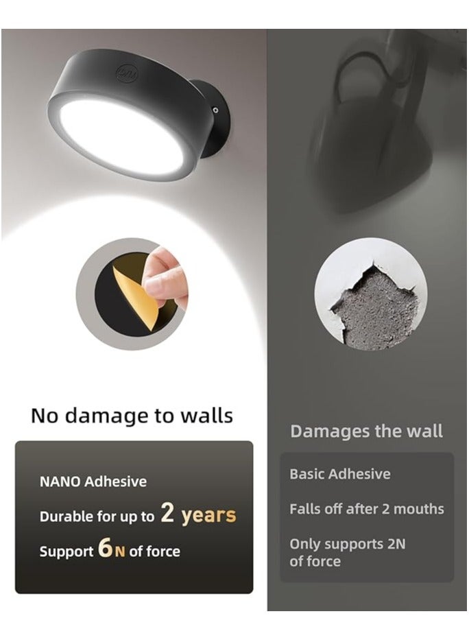 EZVALO LED Wall Mounted Lights, 5500mAh Rechargeable Wall Sconces Lamp, 3 Color Temps & Remote and Touch Control, 360°Rotation Dimmable Cordless Wall Light for Bedroom Reading Study Bedside (3 Pack) - Image 4