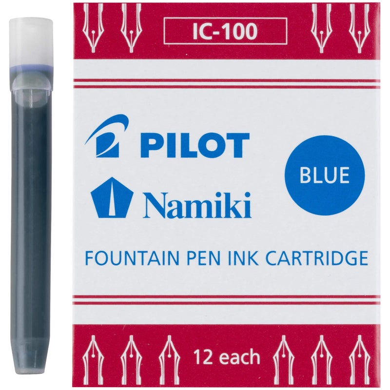 PILOT Namiki IC100 Fountain Pen Ink Cartridges, Blue, 12-Pack (69101) - Image 1