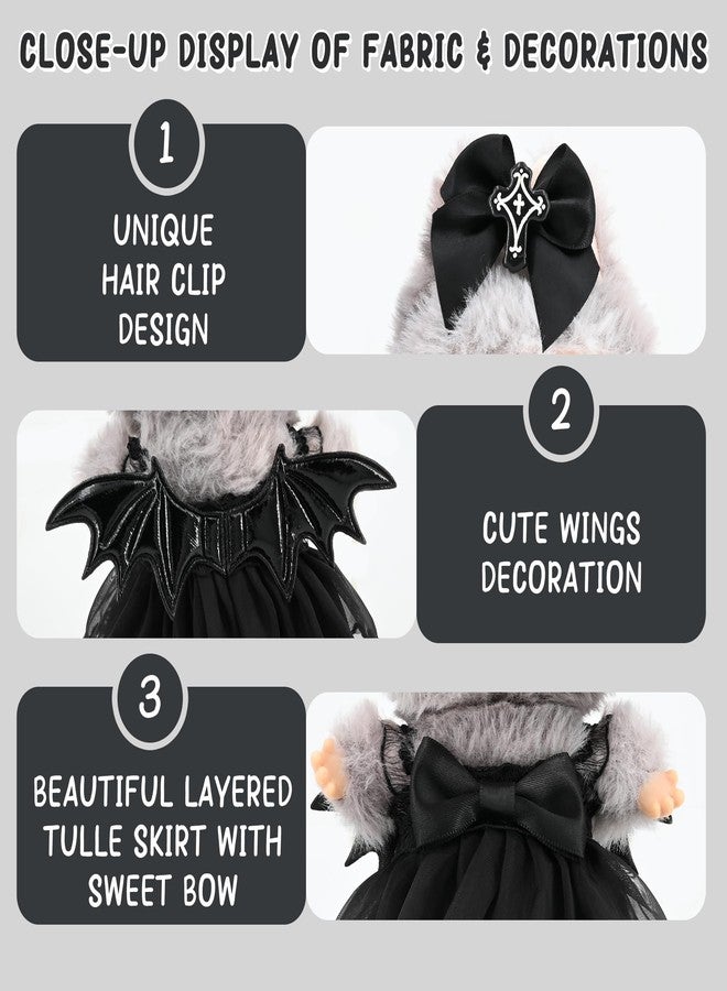 Evowatt Clothes for Labubu 17cm Collectible Doll (No Doll Included), 2-Piece Little Witch Outfit Set (Dress & Hair Clip), Black Lace Costume Accessories - Image 3