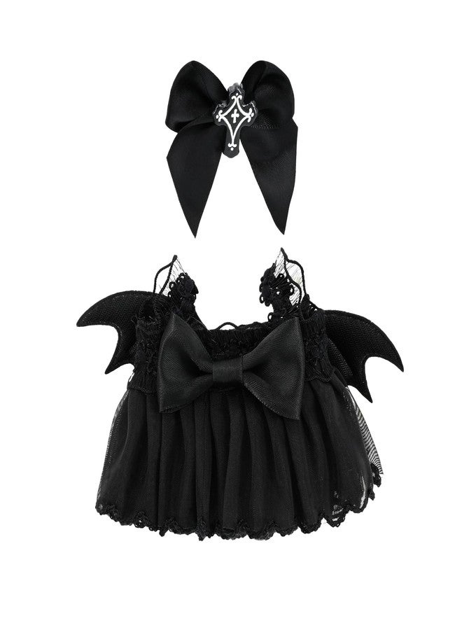 Evowatt Clothes for Labubu 17cm Collectible Doll (No Doll Included), 2-Piece Little Witch Outfit Set (Dress & Hair Clip), Black Lace Costume Accessories - Image 1