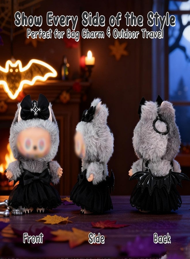 Evowatt Clothes for Labubu 17cm Collectible Doll (No Doll Included), 2-Piece Little Witch Outfit Set (Dress & Hair Clip), Black Lace Costume Accessories - Image 4