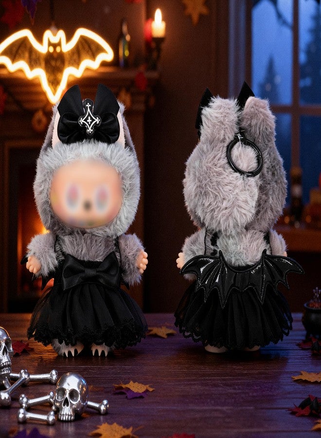 Evowatt Clothes for Labubu 17cm Collectible Doll (No Doll Included), 2-Piece Little Witch Outfit Set (Dress & Hair Clip), Black Lace Costume Accessories - Image 2