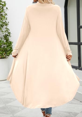 POGTMM Women's Long Open Front Drape Lightweight Beige Maxi Long Sleeve Sweater Cardigan 2024 (Beige, M) - Image 4