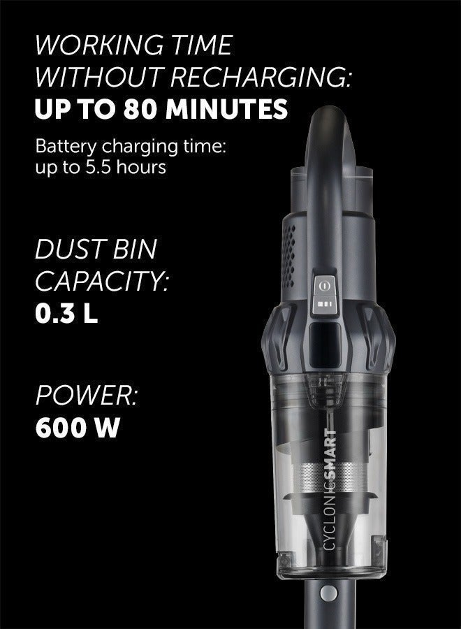 Polaris PVCS 4060 CyclonicSmart Cordless Vacuum, 200AW Suction, 80-min Runtime, 3-in-1 Upright & Handheld, HEPA 10 - Image 3