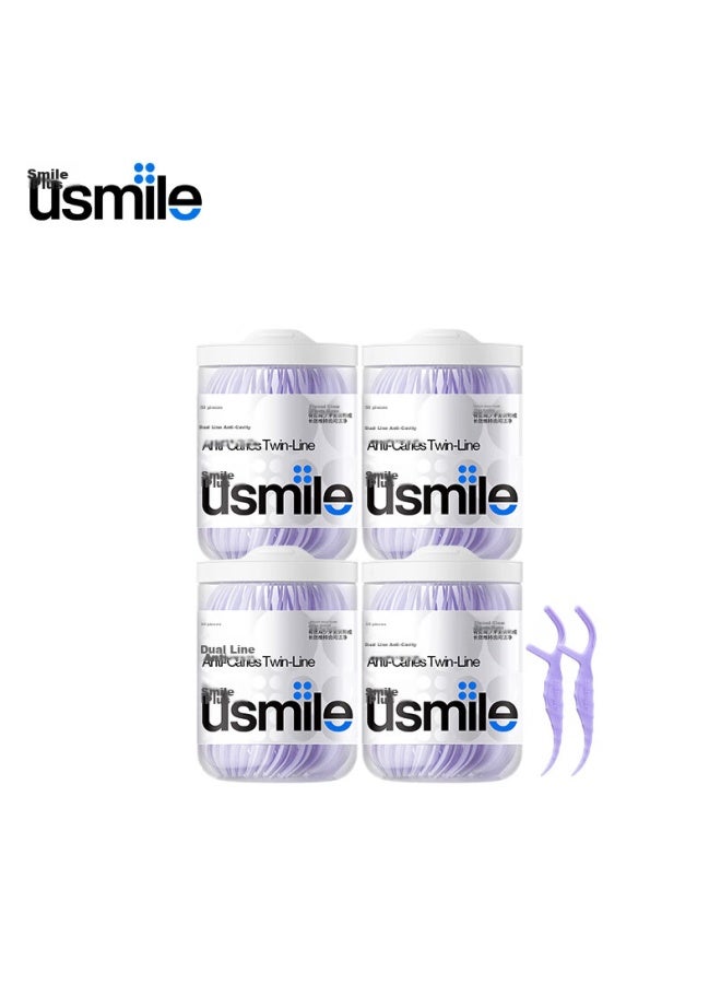 Usmile Dental Floss Picks With Double Thread And Fluoride For Cavity Prevention, 50 Pieces * 4 Boxes, 200 Pieces Total, Portable Toothpicks And Dental Floss - Image 4
