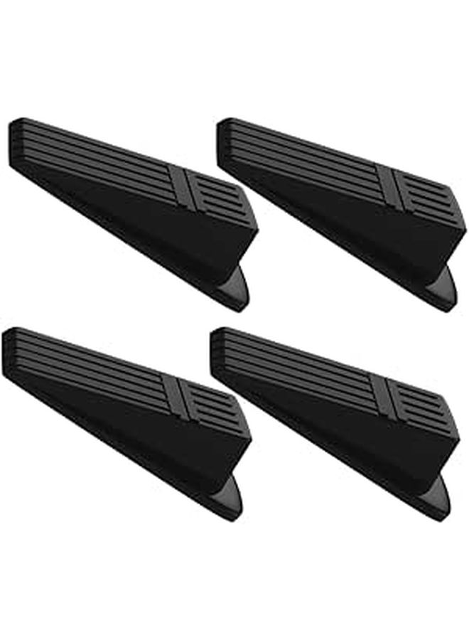 4pcs Black Non-Slip Door Wedges Windproof No Drill Home Office - Image 1