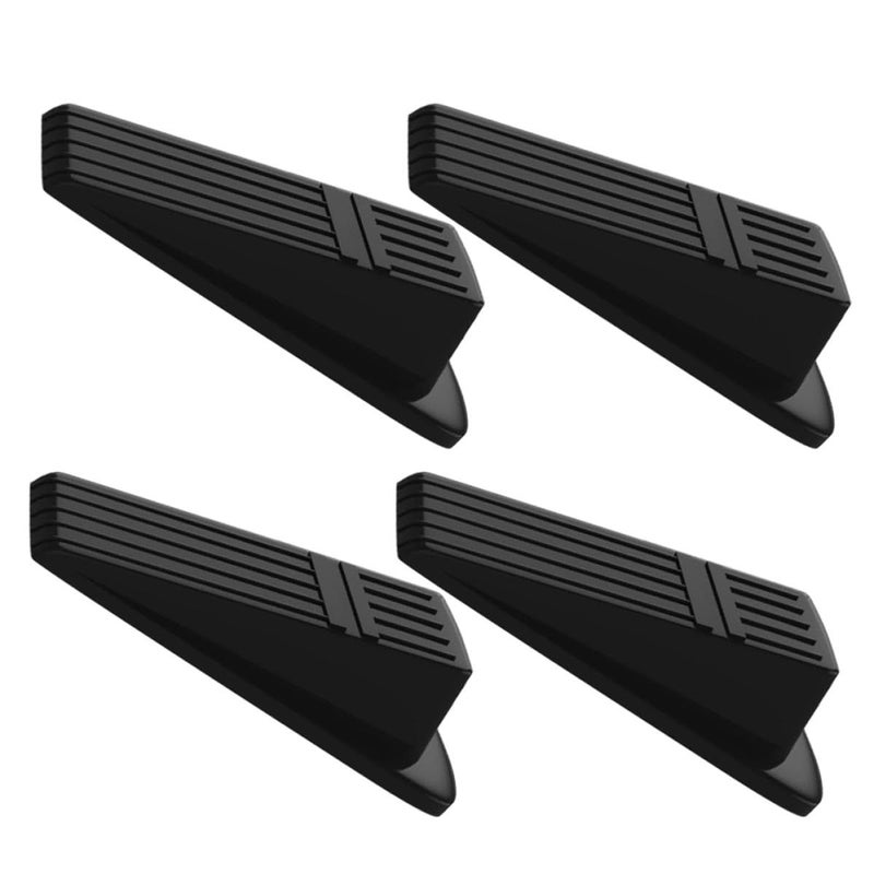 4pcs Black Non-Slip Door Wedges Windproof No Drill Home Office - Image 2