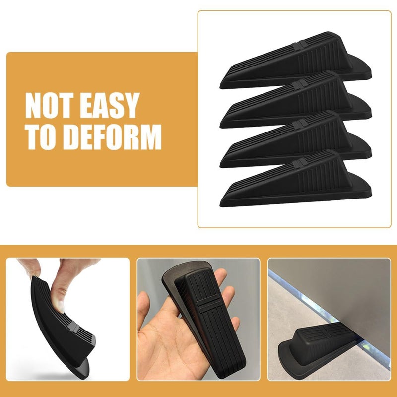 4pcs Black Non-Slip Door Wedges Windproof No Drill Home Office - Image 4