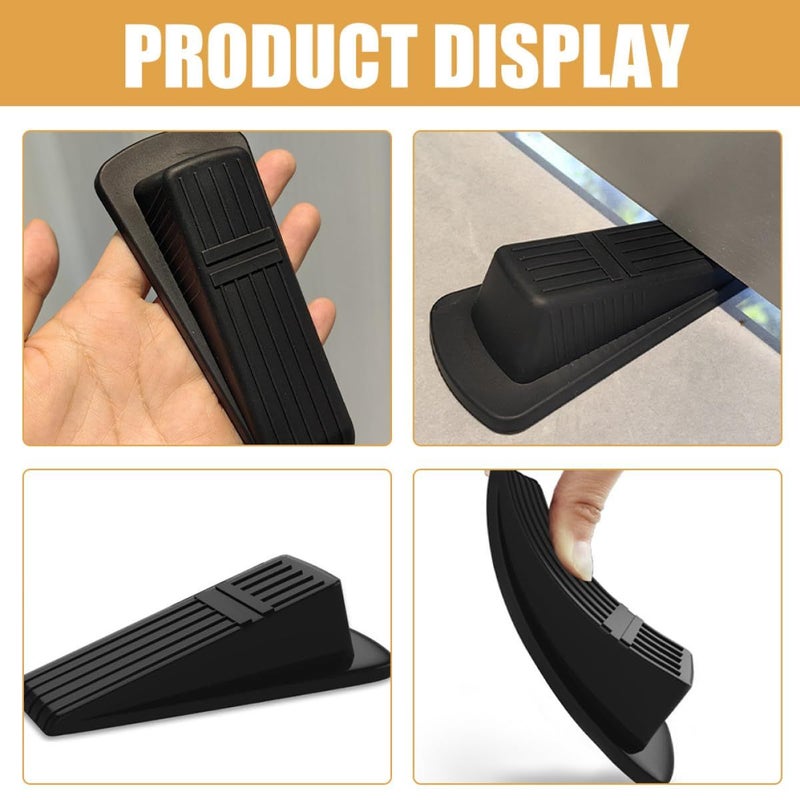 4pcs Black Non-Slip Door Wedges Windproof No Drill Home Office - Image 5